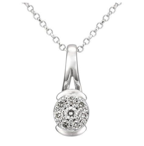 0.11 Ctw Diamond 14k White Gold Round Shape Womens Diamond Necklace Pendant With 16 Inch Chain