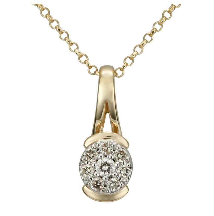 0.11 Ctw Diamond 14k Yellow Gold Round Shape Womens Diamond Necklace Pendant With 16 Inch Chain