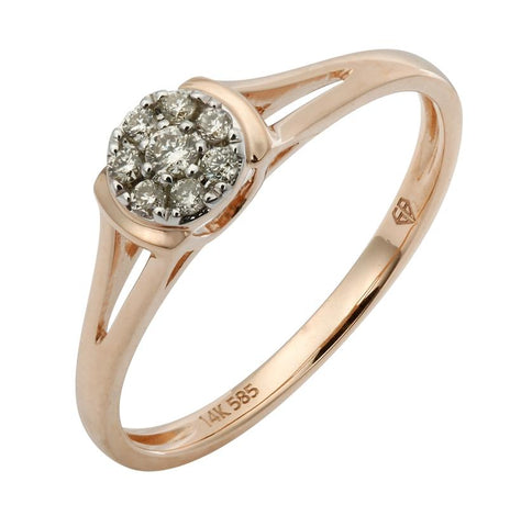 0.11 Ctw Diamond 14k Rose Gold Round Shape Womens Diamond Ring