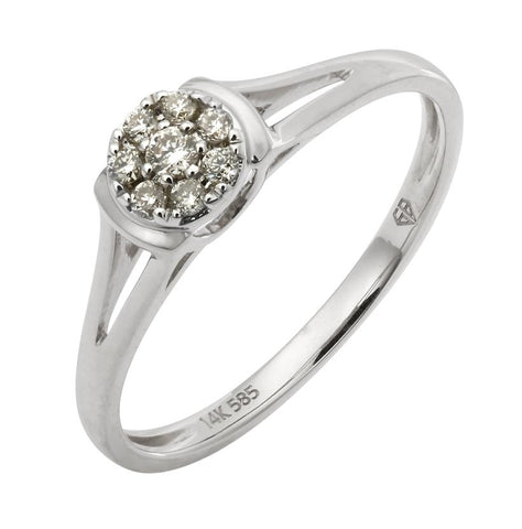 0.11 Ctw Diamond 14k White Gold Round Shape Womens Diamond Ring