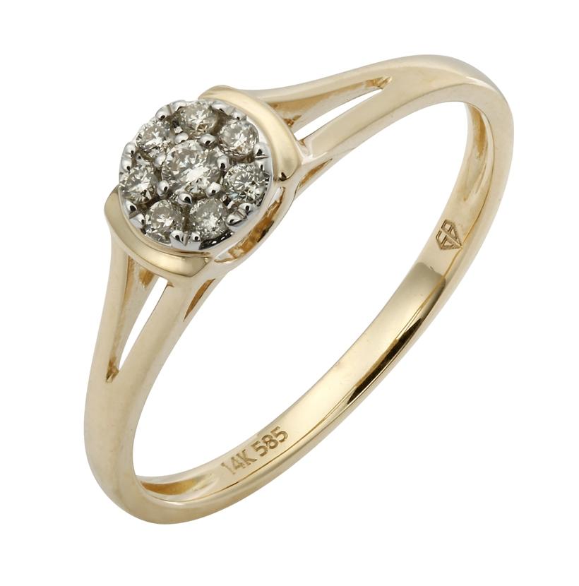 0.11 Ctw Diamond 14k Yellow Gold Round Shape Womens Diamond Ring