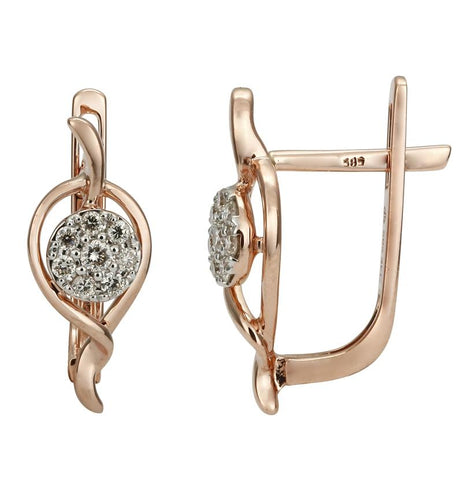 0.18 Ctw Diamond 14k Rose Gold Round Shape Womens Diamond Earrings