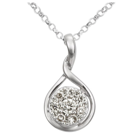 0.11 Ctw Diamond 14k White Gold Round Shape Womens Diamond Necklace Pendant With 16 Inch Chain