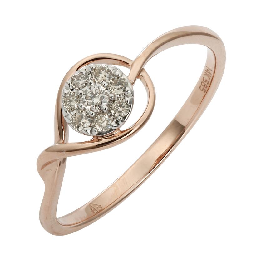 0.11 Ctw Diamond 14k Rose Gold Round Shape Womens Diamond Ring