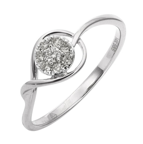 0.11 Ctw Diamond 14k White Gold Round Shape Womens Diamond Ring