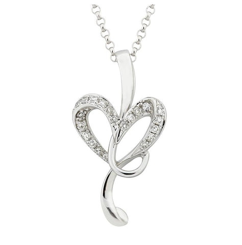 0.07 Ctw Diamond 14k White Gold Round Shape Womens Diamond Necklace Pendant With 16 Inch Chain