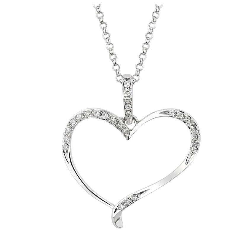 0.06 Ctw Diamond 14k White Gold Round Shape Womens Diamond Necklace Pendant With 16 Inch Chain