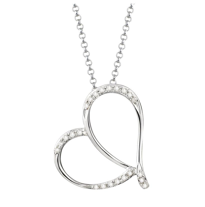 0.06 Ctw Diamond 14k White Gold Round Shape Womens Diamond Necklace Pendant With 16 Inch Chain