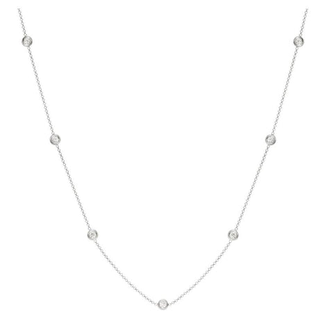 0.25 Ctw Diamond 14k White Gold Round Shape Womens Diamond Necklace