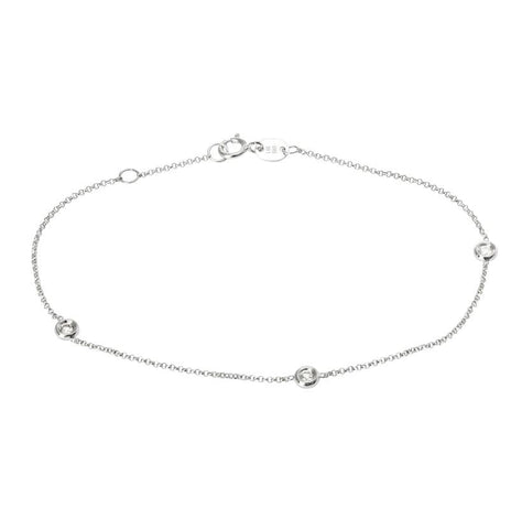 0.1 Ctw Diamond 14k White Gold Round Shape Womens Diamond Bracelet