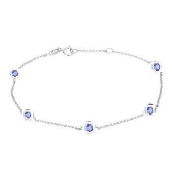 14k White Gold Tanzanite Round Shape Womens Gemstone Bracelet