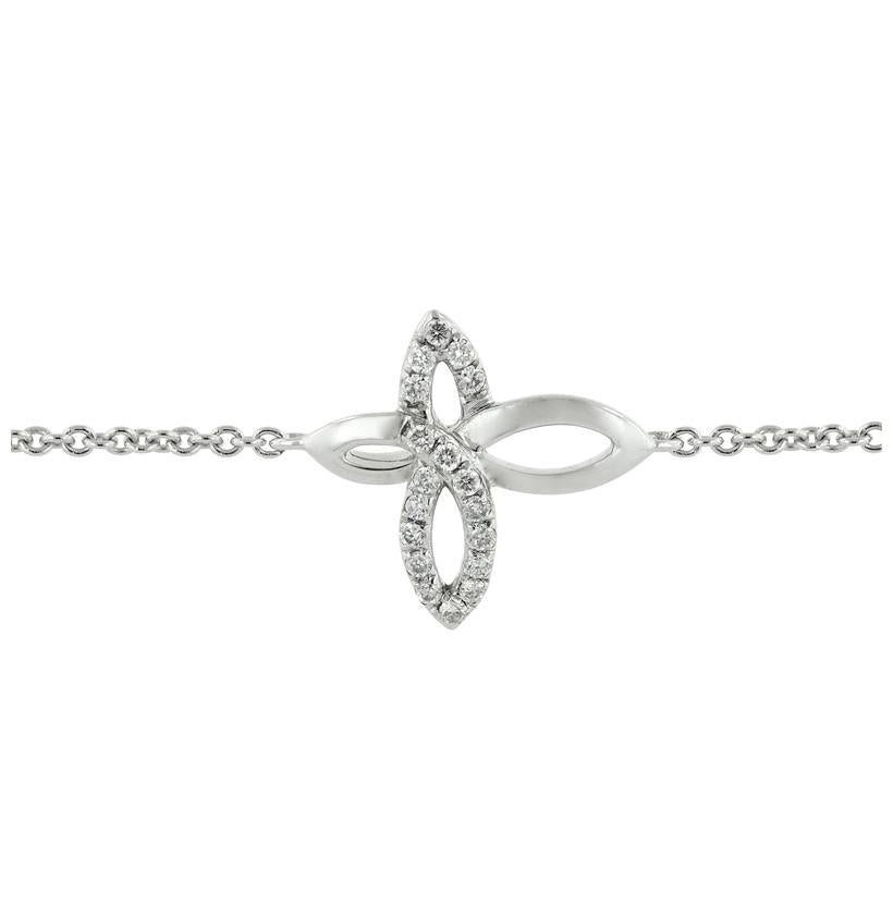 0.07 Ctw Diamond 14k White Gold Round Shape Womens Diamond Bracelet