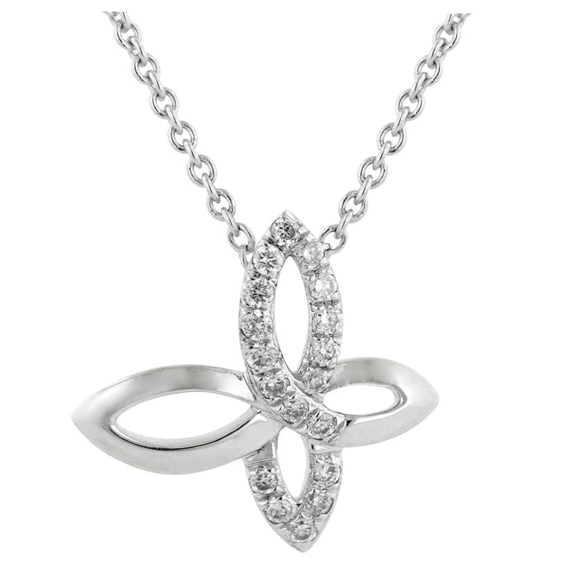 0.07 Ctw Diamond 14k White Gold Round Shape Womens Diamond Necklace