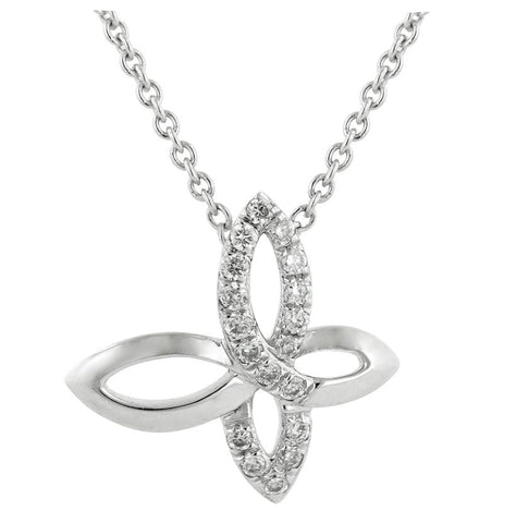 0.07 Ctw Diamond 14k White Gold Round Shape Womens Diamond Necklace