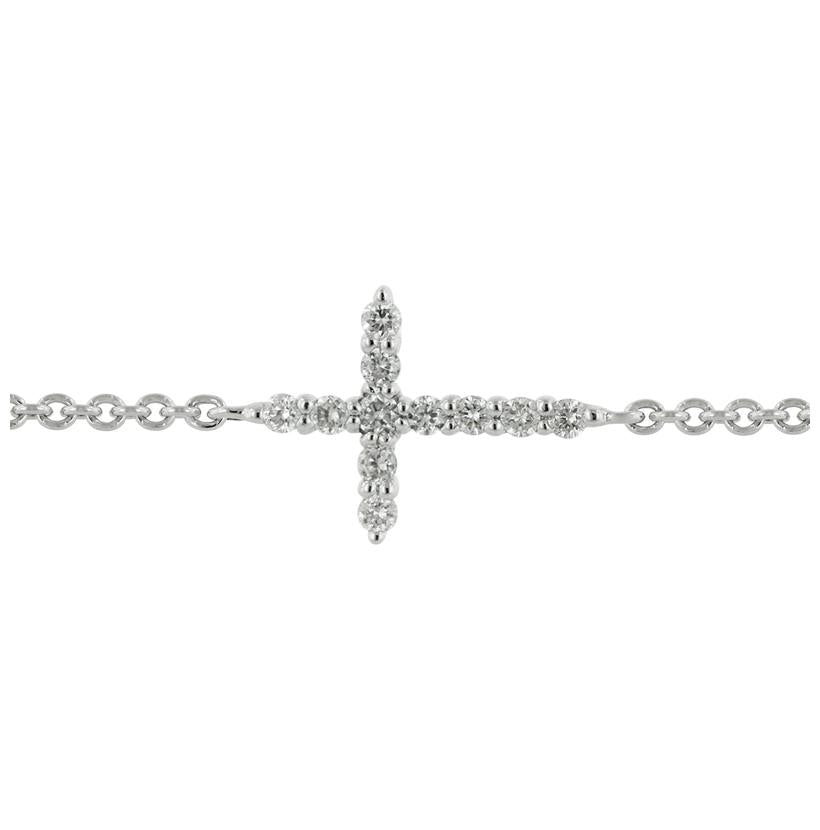 0.08 Ctw Diamond 14k White Gold Round Shape Womens Diamond Bracelet