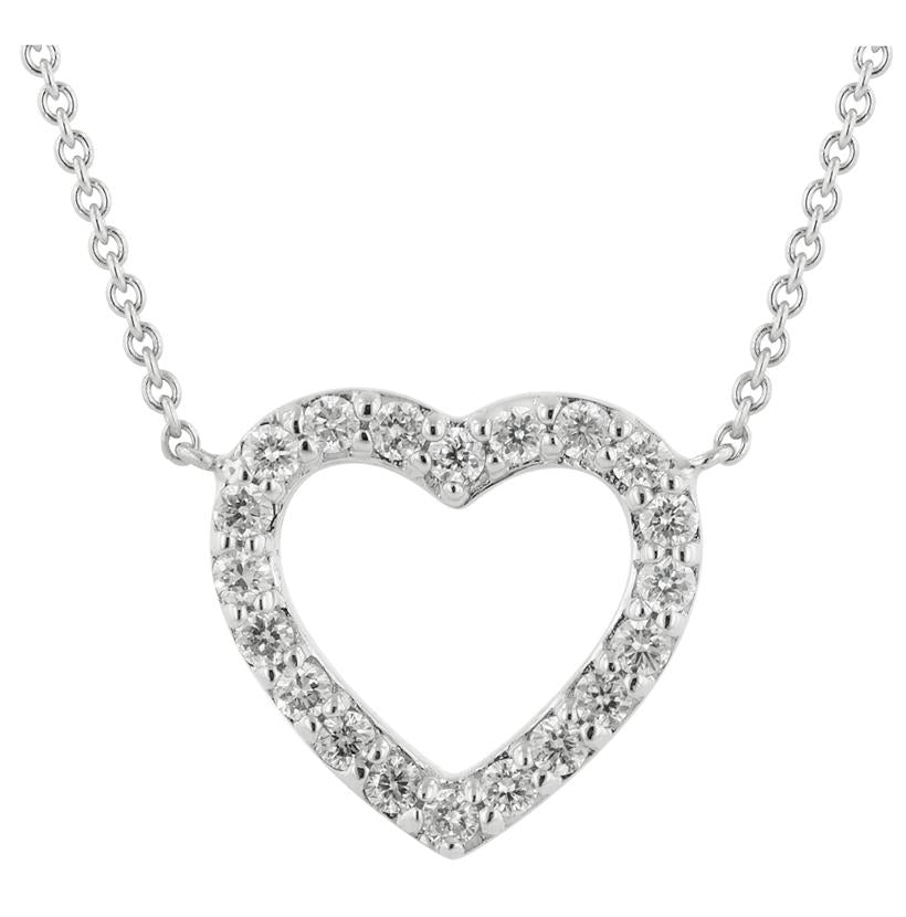 0.21 Ctw Diamond 14k White Gold Round Shape Womens Diamond Necklace