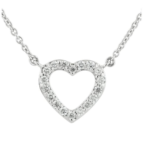 0.09 Ctw Diamond 14k White Gold Round Shape Womens Diamond Necklace