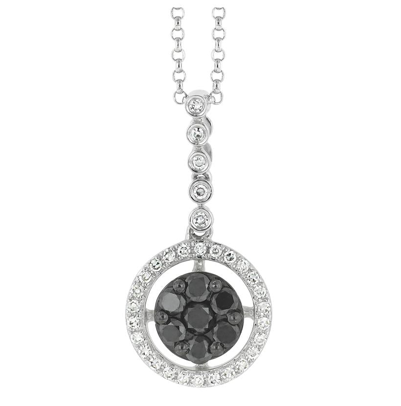 0.33 Ctw Diamond 14k White Gold Round Shape Womens Diamond Necklace Pendant With 16 Inch Chain