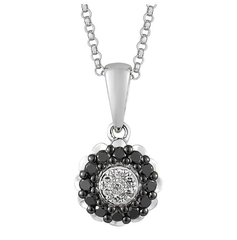 0.15 Ctw Diamond 14k White Gold Round Shape Womens Diamond Necklace Pendant With 16 Inch Chain