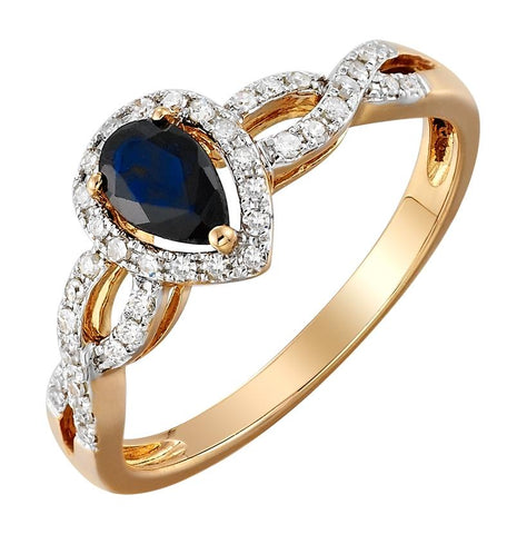 0.21 Ctw Diamond 14k Rose Gold Sapphire Round Shape Womens Gemstone Ring