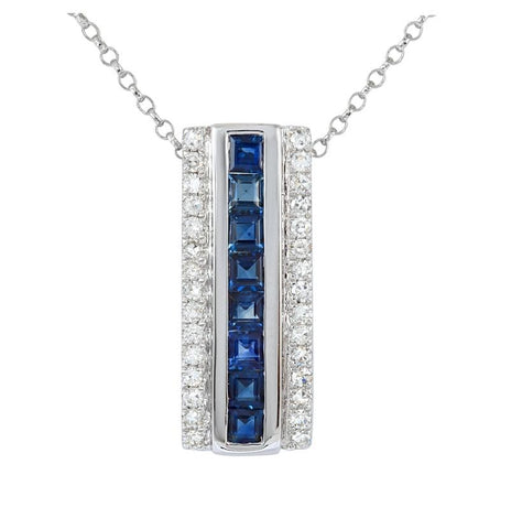 0.14 Ctw Diamond 14k White Gold Sapphire Round Shape Womens Gemstone Necklace Pendant With 16 Inch Chain