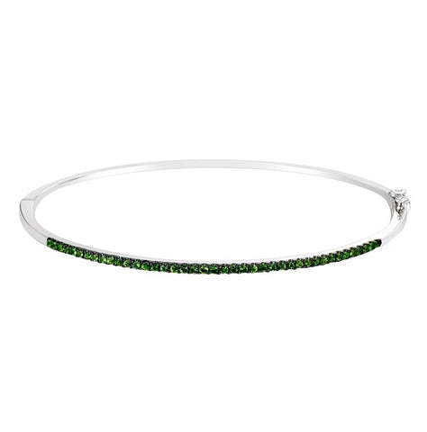 14k White Gold Womens Gemstone Bangle Bracelet