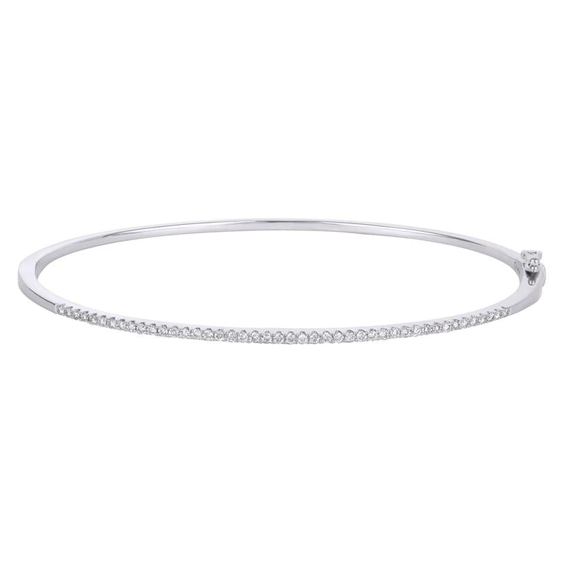 0.33 Ctw Diamond 14k White Gold Round Shape Womens Diamond Bangle Bracelet