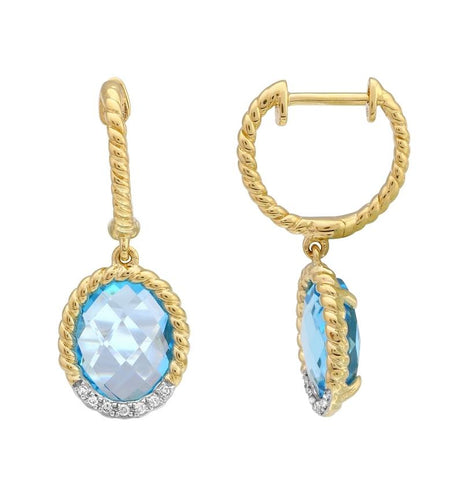 0.05 Ctw Diamond 14k Yellow Gold Topaz Round Shape Womens Gemstone Earrings