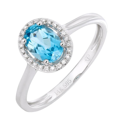 0.07 Ctw Diamond 14k White Gold Topaz Round Shape Womens Gemstone Ring