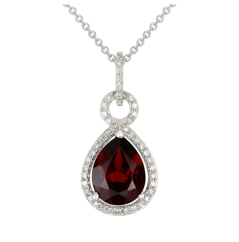 0.15 Ctw Diamond 14k White Gold Amethyst Round Shape Womens Gemstone Necklace Pendant With 16 Inch Chain