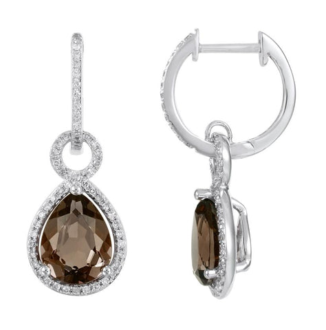 0.3 Ctw Diamond 14k White Gold Topaz Round Shape Womens Gemstone Earrings