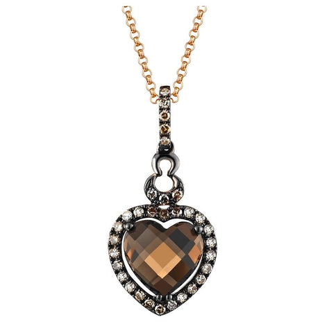 0.19 Ctw Diamond 14k Rose Gold Topaz Round Shape Womens Gemstone Necklace Pendant With 16 Inch Chain