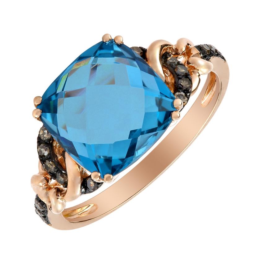 0.11 Ctw Diamond 14k Rose Gold Topaz Round Shape Womens Gemstone Ring