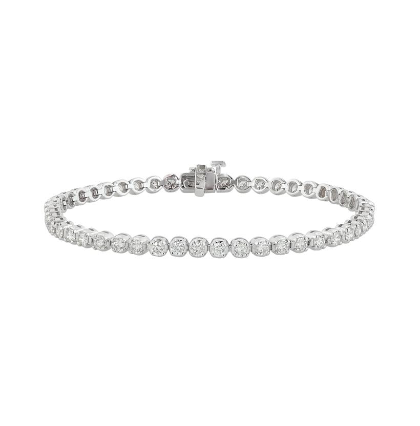 3 Ctw Diamond 14k White Gold Round Shape Womens Diamond Bracelet