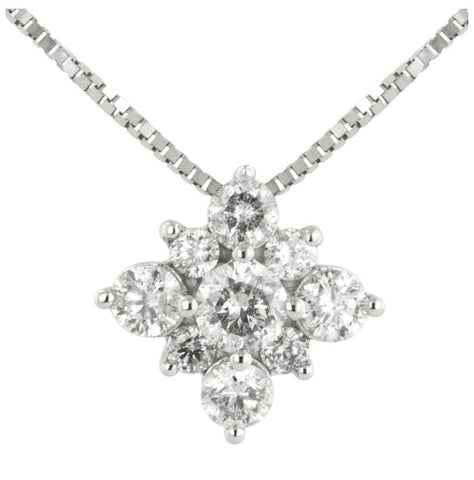 0.32 Ctw Diamond 14k White Gold Round Shape Womens Diamond Necklace Pendant With 16 Inch Chain