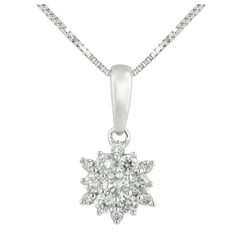 0.24 Ctw Diamond 14k White Gold Round Shape Womens Diamond Necklace