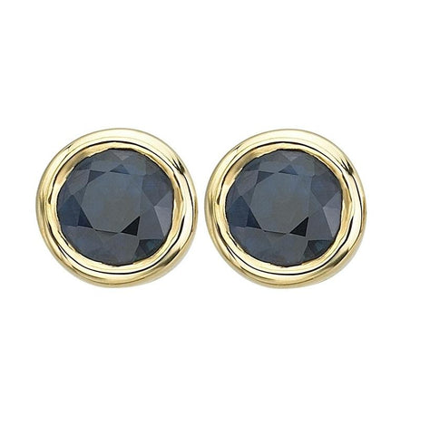 14k Yellow Gold Sapphire Round Shape Womens Gemstone Earrings