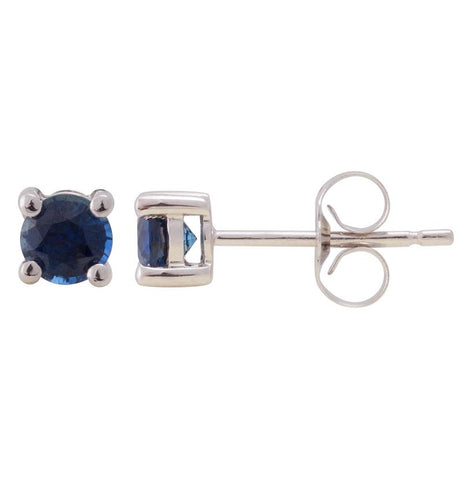 14k White Gold Sapphire Round Shape Womens Gemstone Earrings