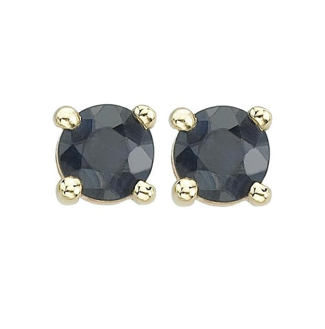 14k Yellow Gold Sapphire Round Shape Womens Gemstone Earrings