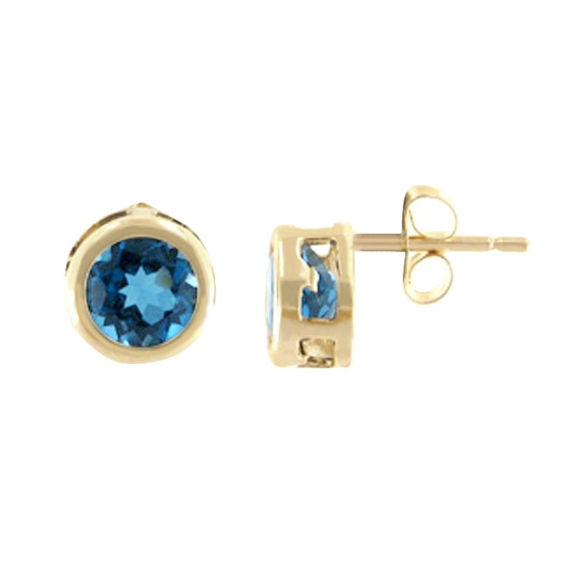 14k Yellow Gold Topaz Round Shape Womens Gemstone Earrings