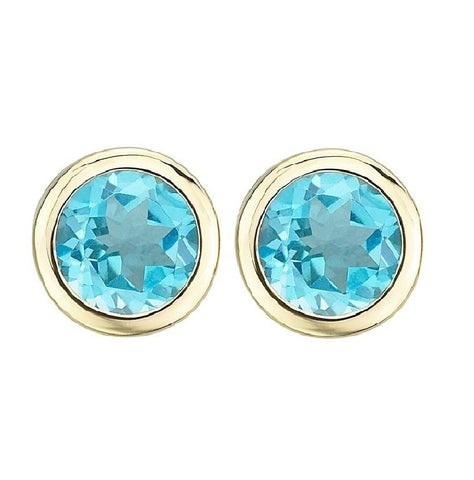 14k Yellow Gold Topaz Round Shape Womens Gemstone Earrings