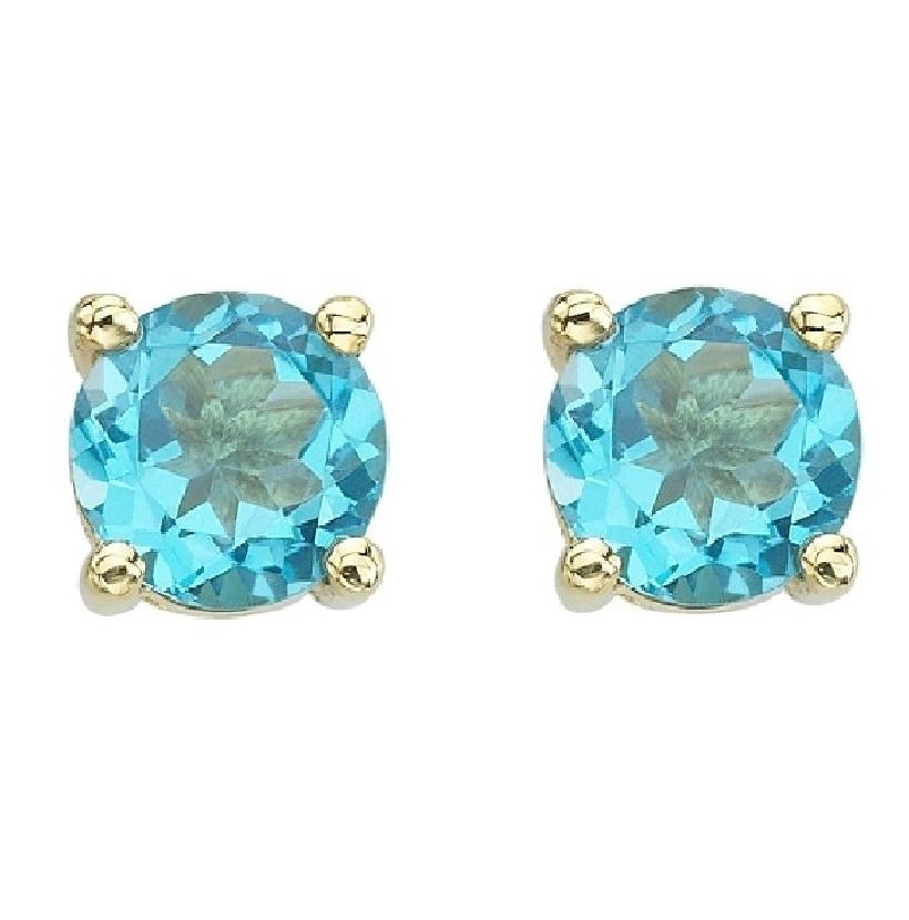 14k Yellow Gold Topaz Round Shape Womens Gemstone Earrings