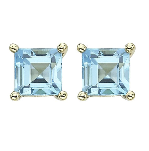 14k Yellow Gold Topaz Square Shape Womens Gemstone Earrings