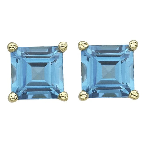 14k Yellow Gold Topaz Square Shape Womens Gemstone Earrings