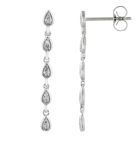 0.1 Ctw Diamond 14k White Gold Round Shape Womens Diamond Earrings