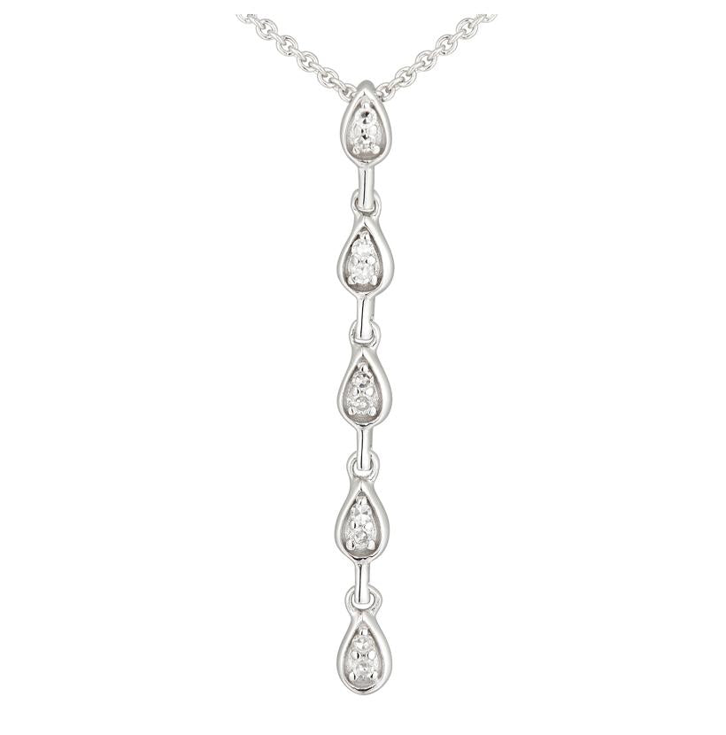 0.05 Ctw Diamond 14k White Gold Round Shape Womens Diamond Necklace Pendant With 16 Inch Chain