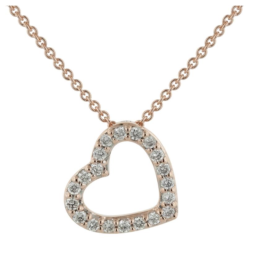 0.14 Ctw Diamond 14k Rose Gold Round Shape Womens Diamond Necklace Pendant With 16 Inch Chain