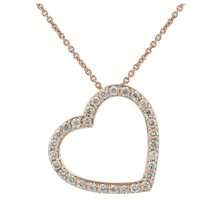 0.32 Ctw Diamond 14k Rose Gold Round Shape Womens Diamond Necklace Pendant With 16 Inch Chain