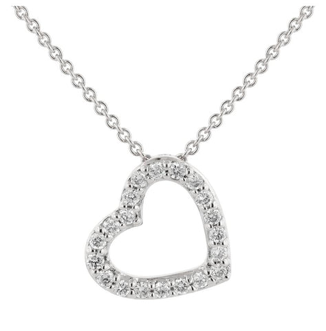 0.14 Ctw Diamond 14k White Gold Round Shape Womens Diamond Necklace Pendant With 16 Inch Chain