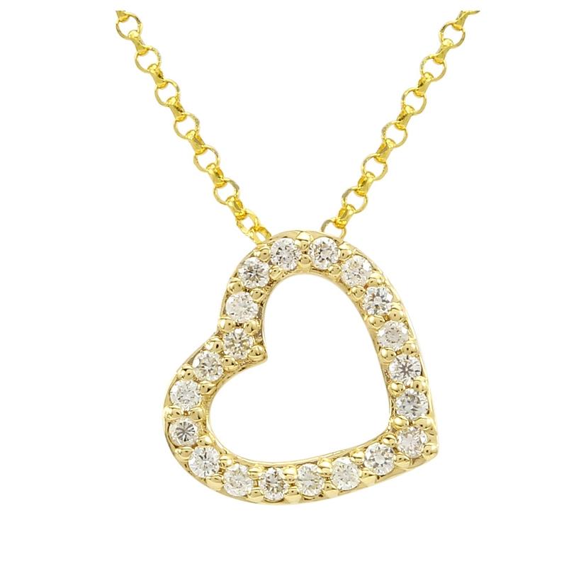 0.14 Ctw Diamond 14k Yellow Gold Round Shape Womens Diamond Necklace Pendant With 16 Inch Chain